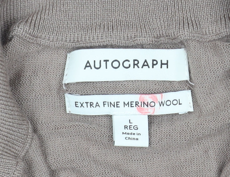Marks and Spencer Men’s Beige Merino Wool 1/2 Zip Jumper L