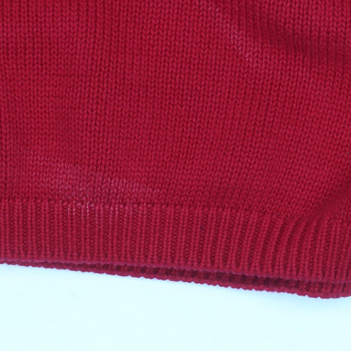 Isle Essentials Women's Red Cotton Crew Neck Pullover Jumper L 18-20
