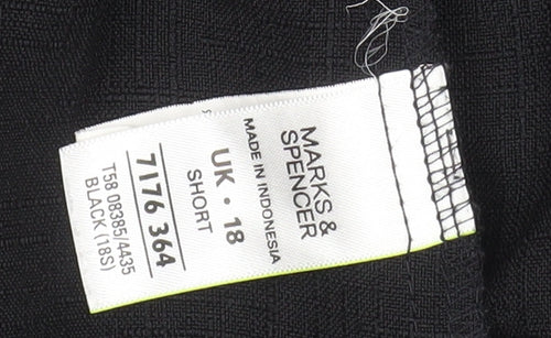 Marks and Spencer Women Black Size 18 Short Straight Leg Trousers
