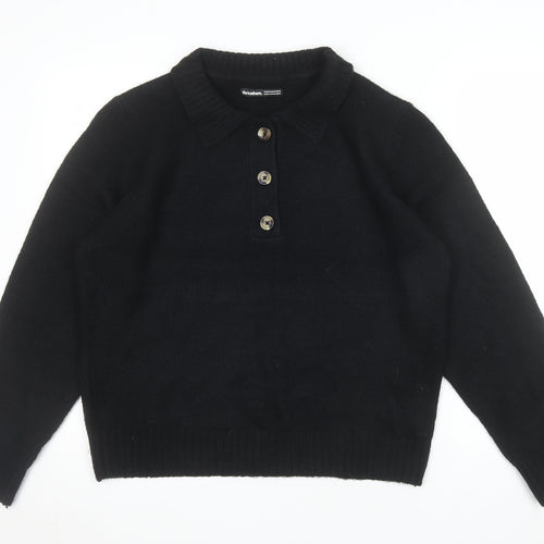 Threadbare Women’s Black Collared Henley Jumper Size 16