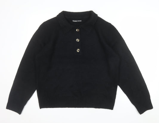 Threadbare Women’s Black Collared Henley Jumper Size 16