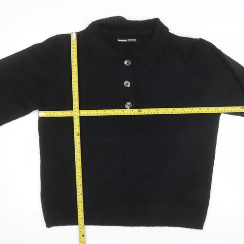 Threadbare Women’s Black Collared Henley Jumper Size 16