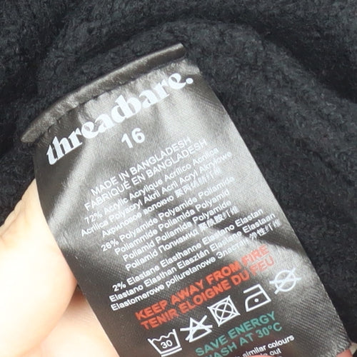 Threadbare Women’s Black Collared Henley Jumper Size 16