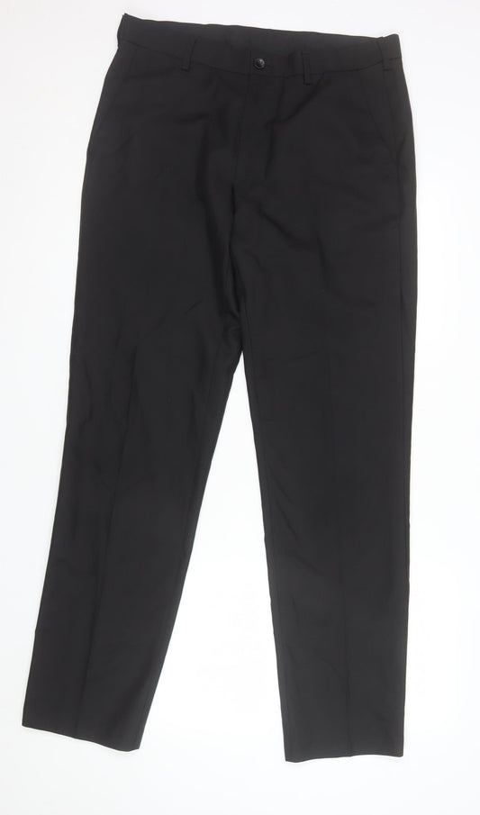 Marks and Spencer Men's Black Regular Fit Dress Pants 34W 33L