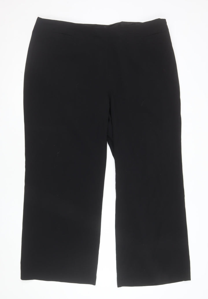 Marks and Spencer Womens Black Stretch Trousers Size 18 Regular Fit