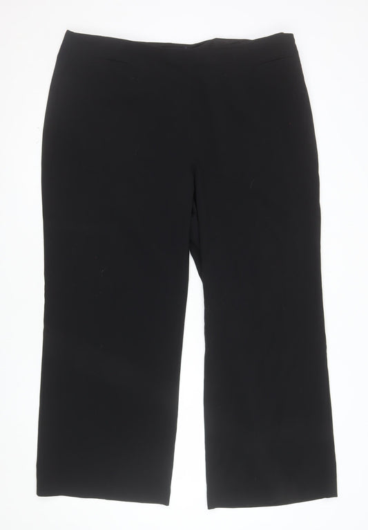 Marks and Spencer Womens Black Stretch Trousers Size 18 Regular Fit