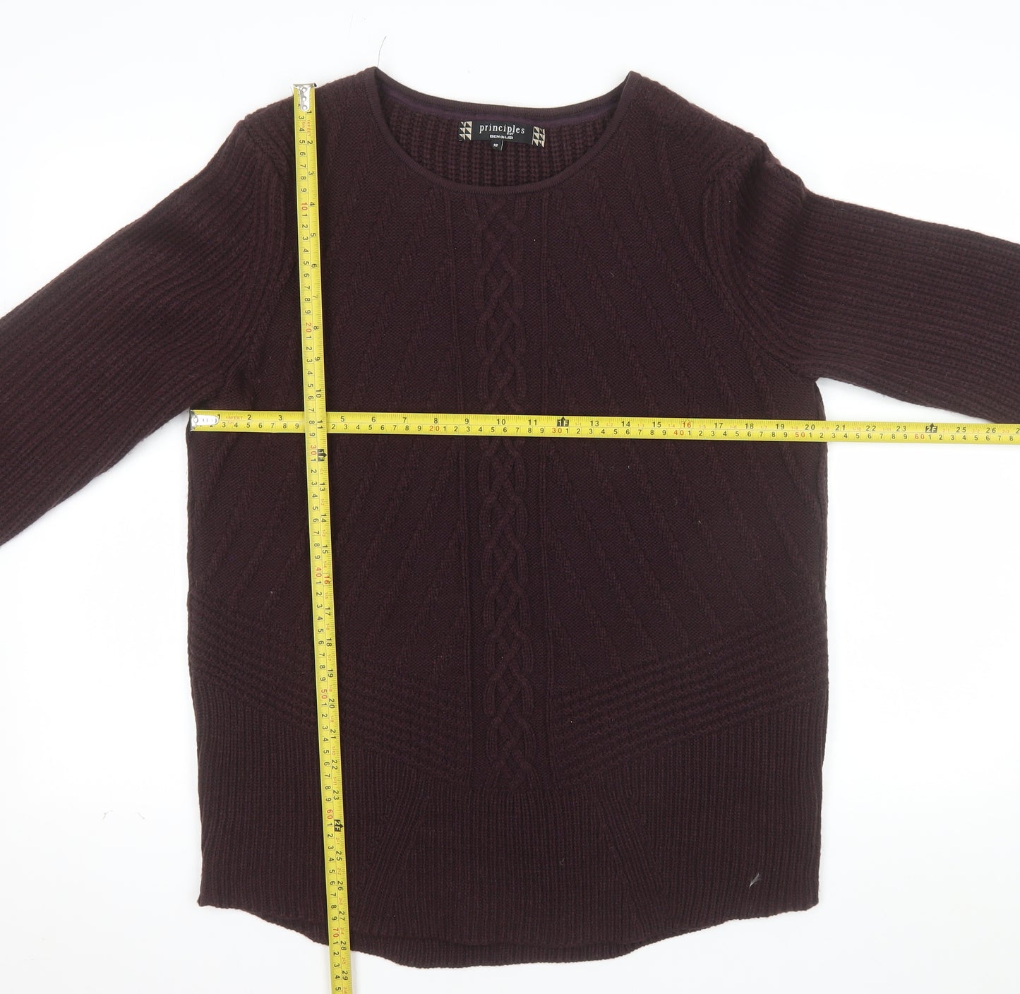Principles by Ben de Lisi Women’s Brown Cable Knit Pullover Jumper Size 18
