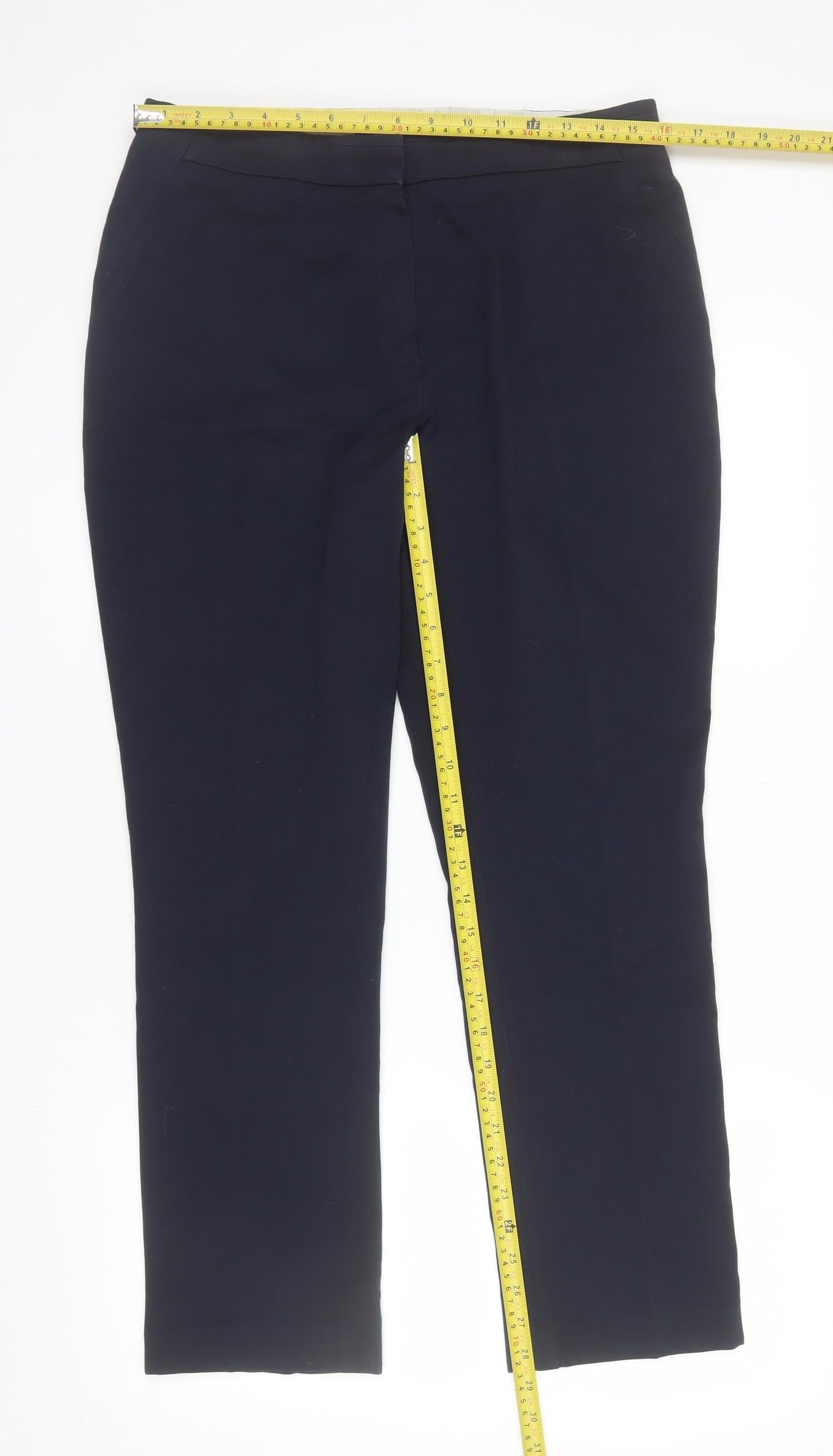 Marks and Spencer Women's Navy Blue Size 12 Straight Leg Work Trousers