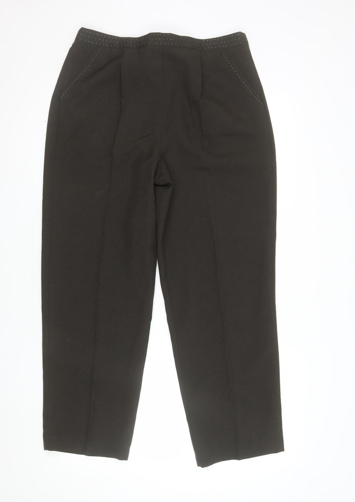 Bonmarché Women's Brown Size 14 Straight Leg Elastic Waist Trousers