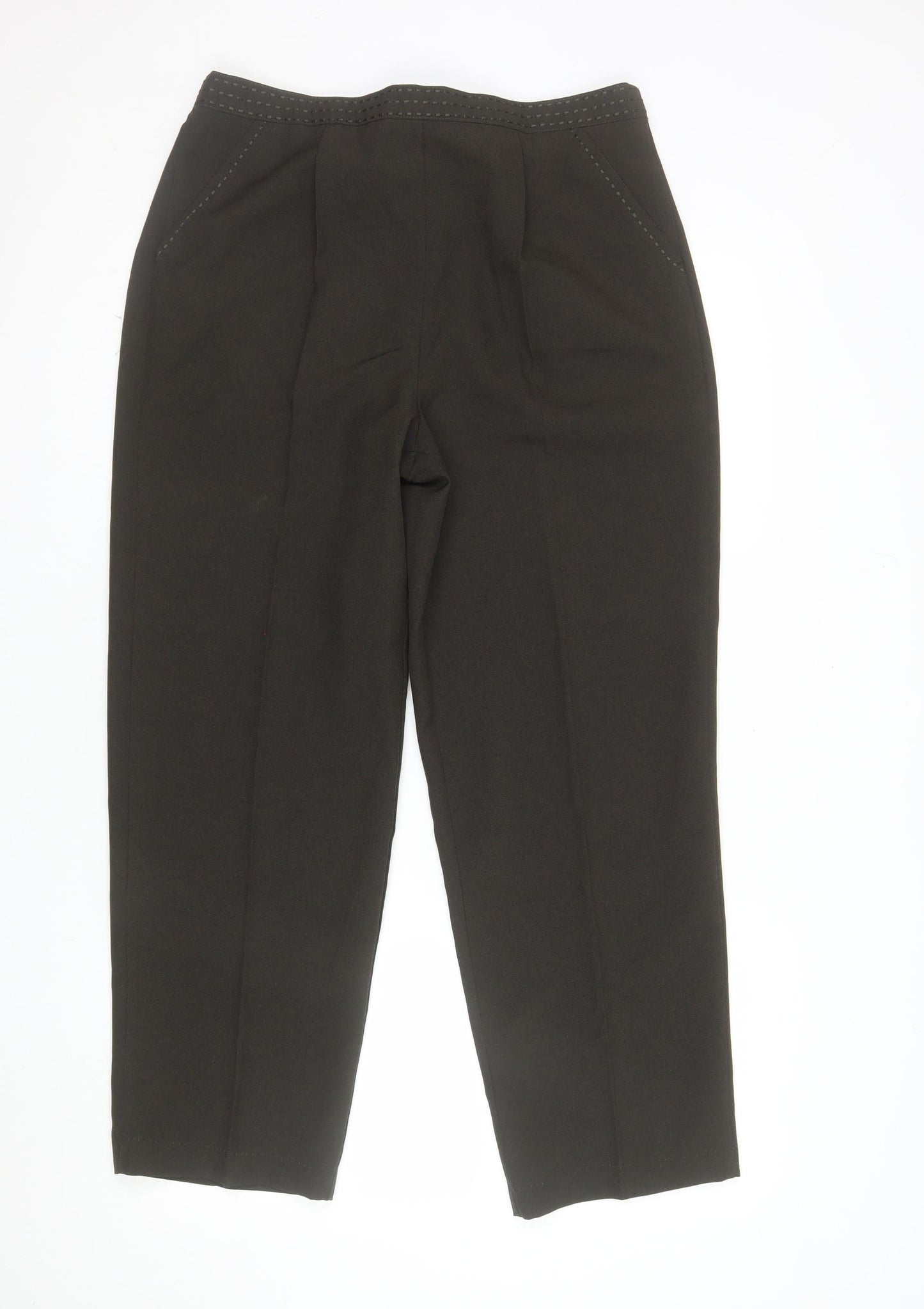 Bonmarché Women's Brown Size 14 Straight Leg Elastic Waist Trousers