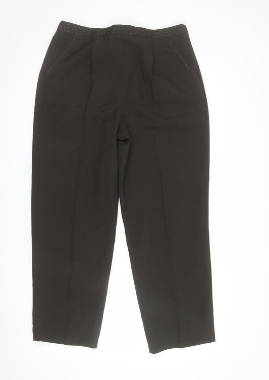 Bonmarché Women's Brown Size 14 Straight Leg Elastic Waist Trousers