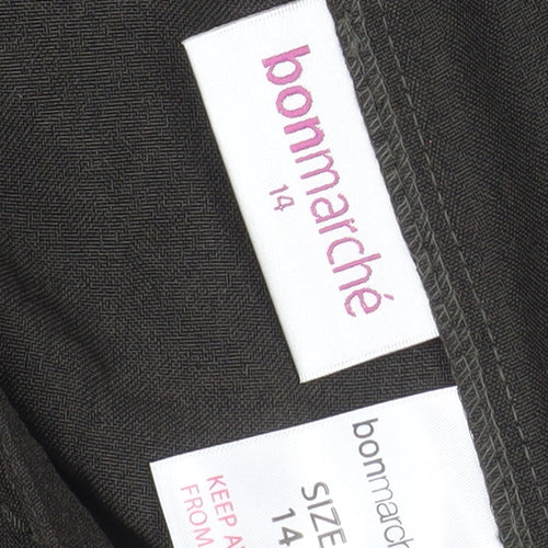 Bonmarché Women's Brown Size 14 Straight Leg Elastic Waist Trousers