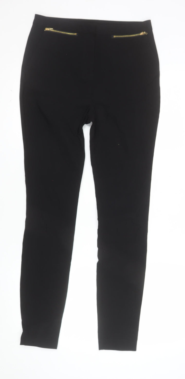 New Look Womens Black Size 10 Skinny Trousers with Gold Zip Accents