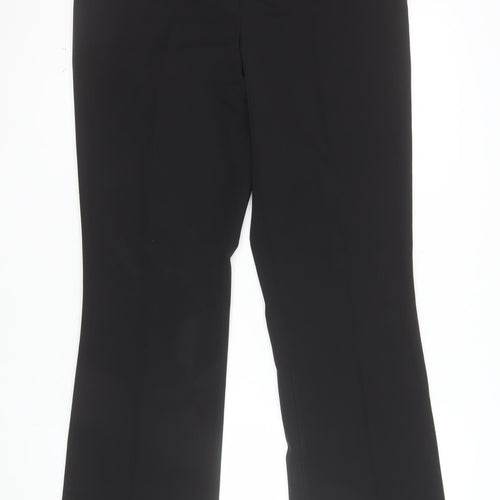 Marks and Spencer Women Black Size 14 Long Straight Leg Trousers