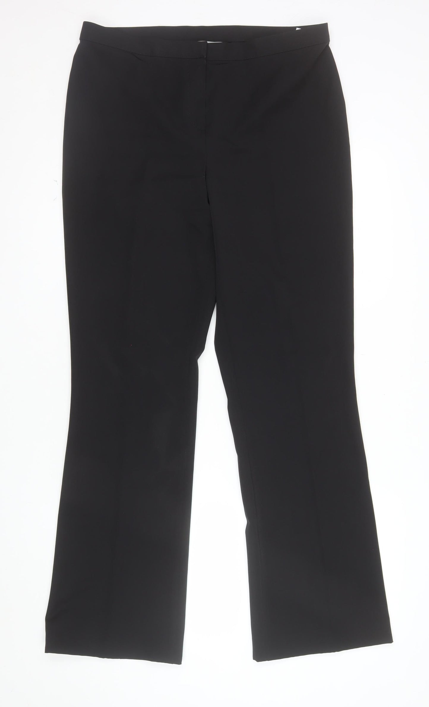 Marks and Spencer Women Black Size 14 Long Straight Leg Trousers