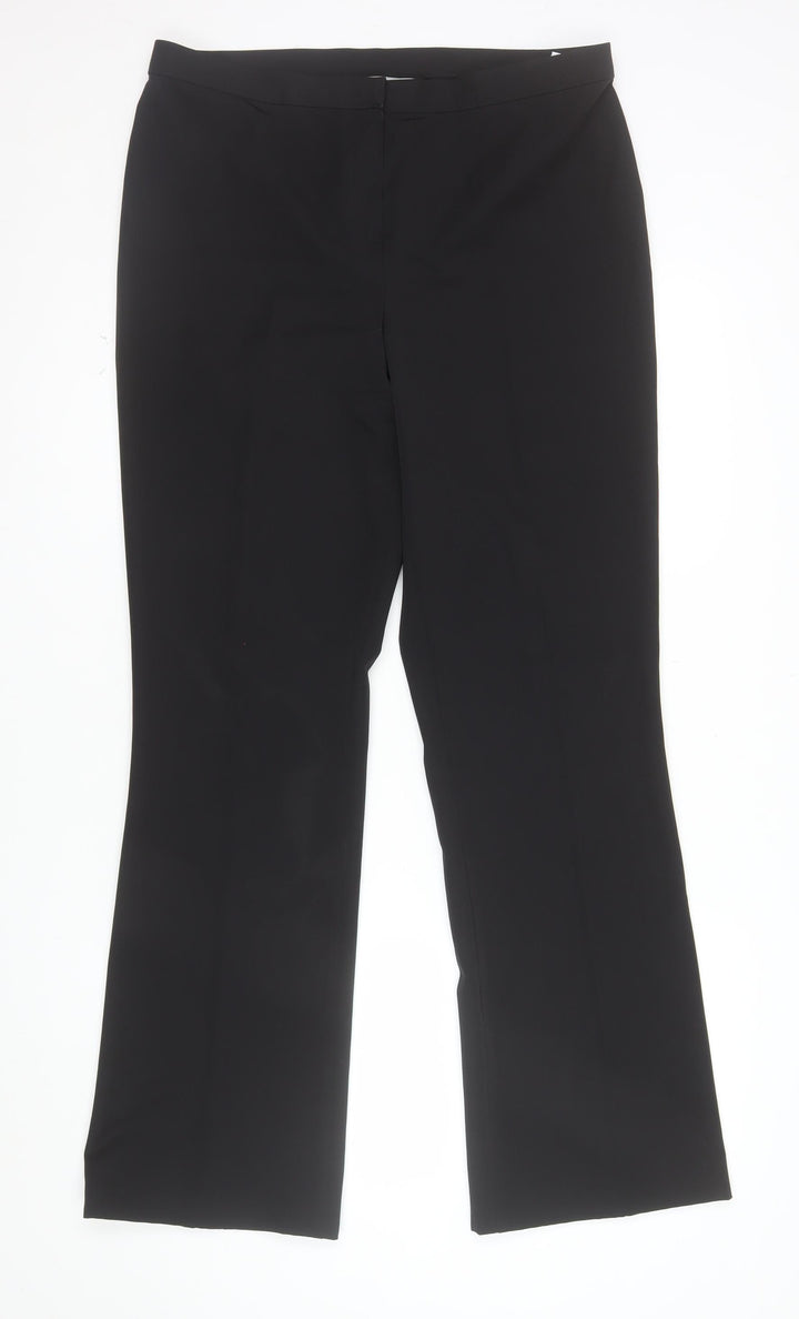 Marks and Spencer Women Black Size 14 Long Straight Leg Trousers