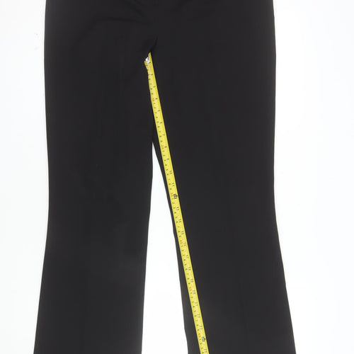 Marks and Spencer Women Black Size 14 Long Straight Leg Trousers