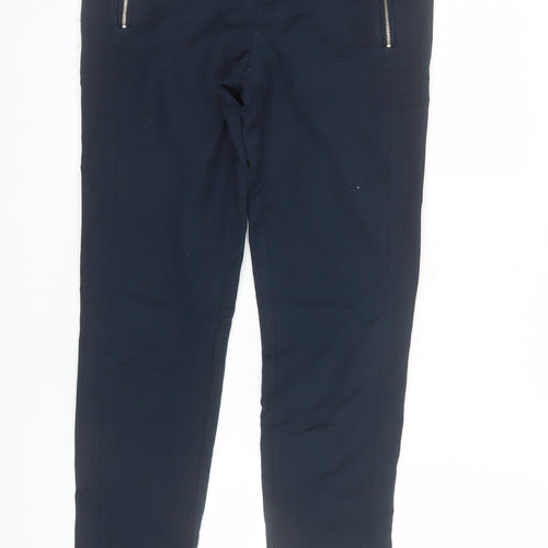 Zara Women Blue Slim Fit Stretch Zip Pocket Trousers Size S