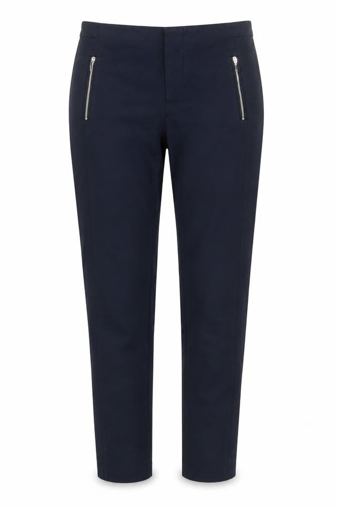 Zara Women Blue Slim Fit Stretch Zip Pocket Trousers Size S