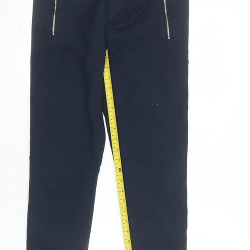 Zara Women Blue Slim Fit Stretch Zip Pocket Trousers Size S