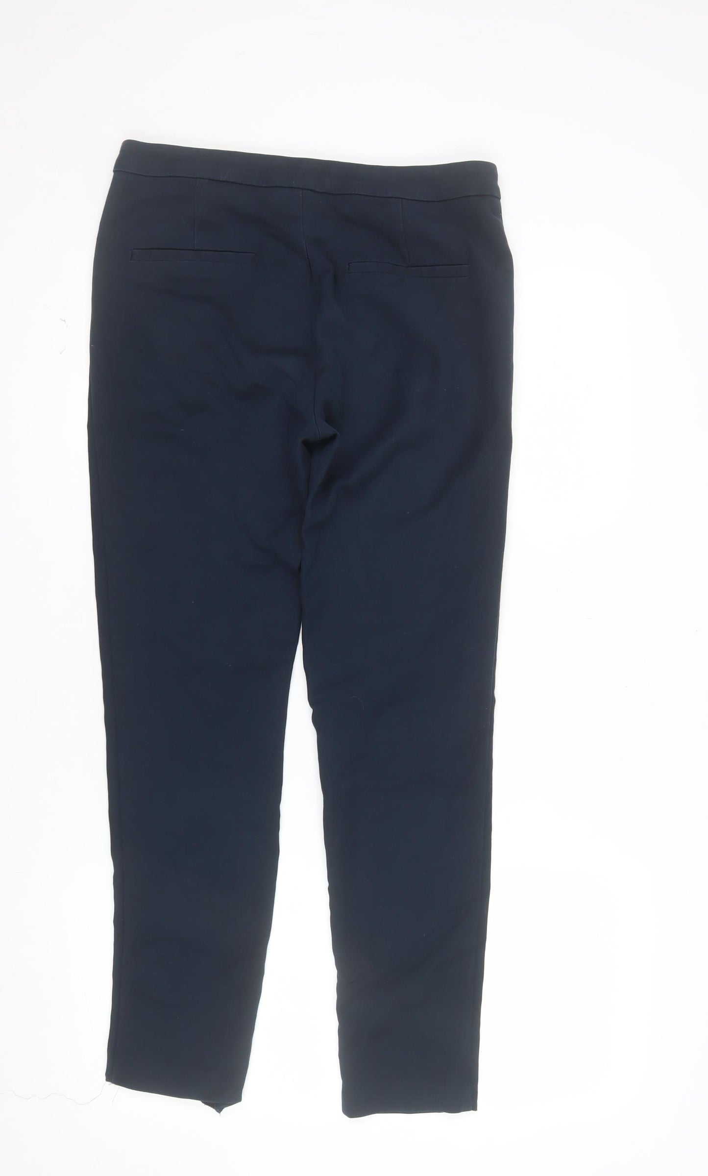 Zara Women Blue Slim Fit Stretch Zip Pocket Trousers Size S