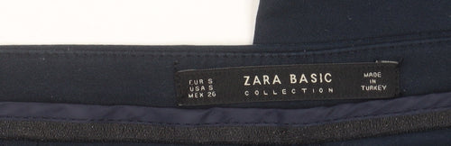 Zara Women Blue Slim Fit Stretch Zip Pocket Trousers Size S