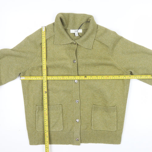 Marks and Spencer Women’s Green Collared Cardigan M Wool Blend