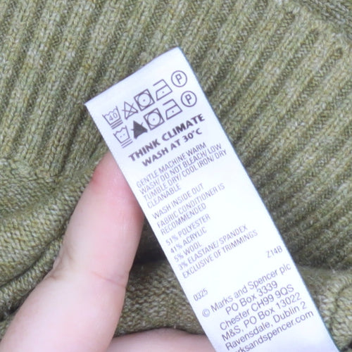 Marks and Spencer Women’s Green Collared Cardigan M Wool Blend