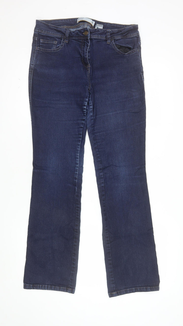 Next Women Dark Blue Straight Mid Rise Stretch Jeans Size 14R