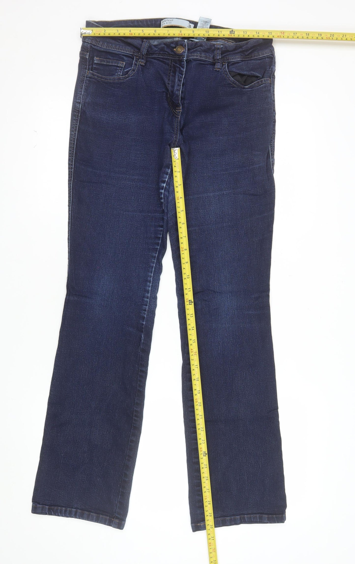 Next Women Dark Blue Straight Mid Rise Stretch Jeans Size 14R