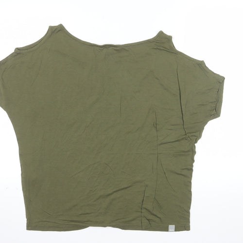 Bench Womens Green Relaxed Fit Cold Shoulder Summer T-Shirt L