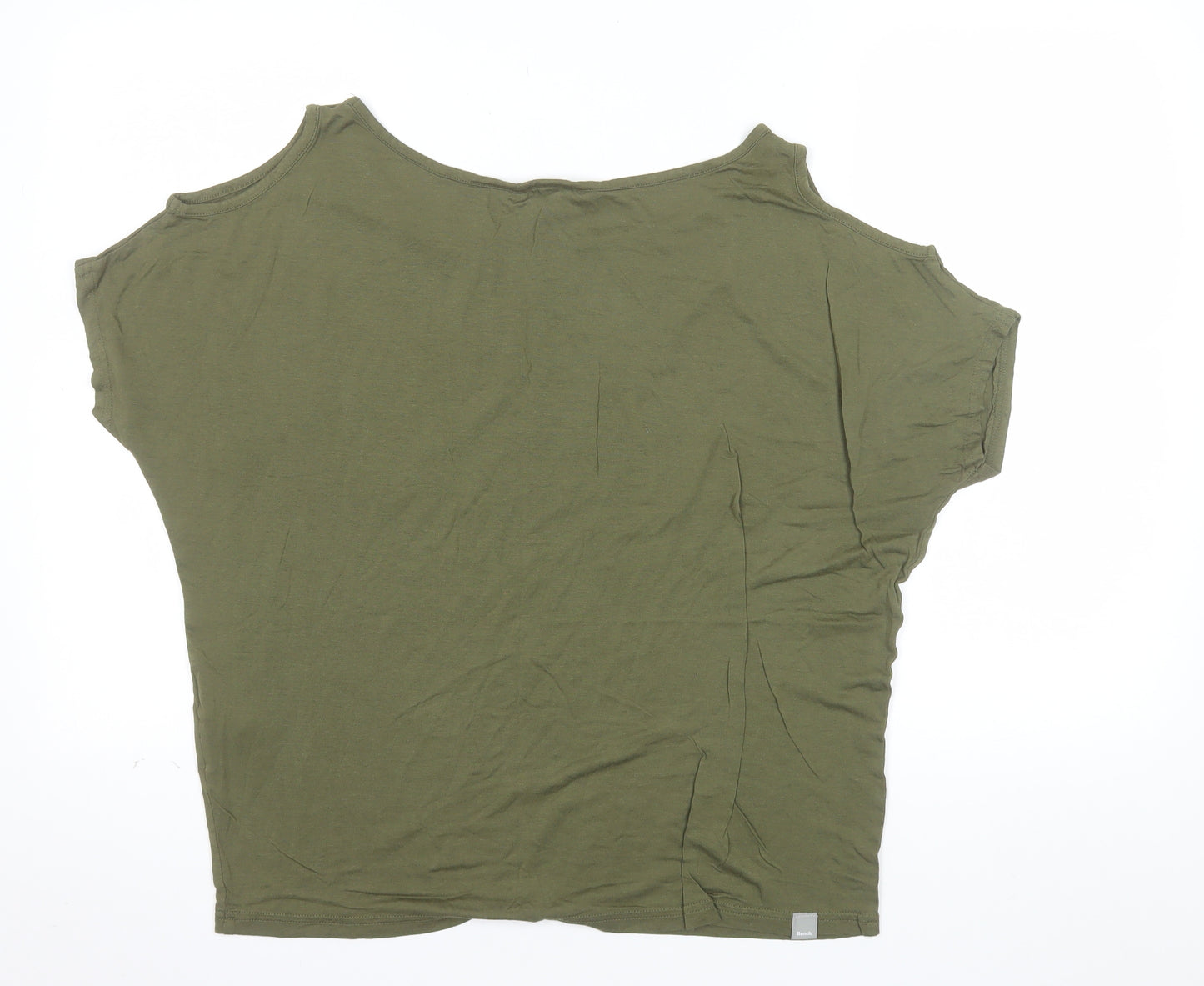 Bench Womens Green Relaxed Fit Cold Shoulder Summer T-Shirt L