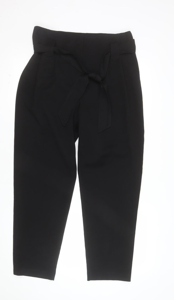 Primark Womens Black Paperbag High Rise Tapered Trousers Size 14