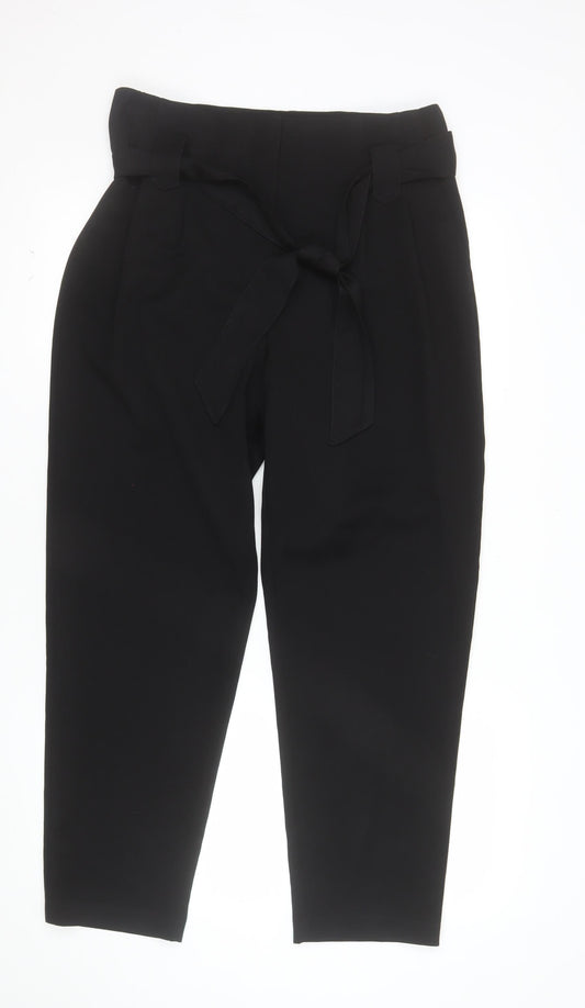 Primark Womens Black Paperbag High Rise Tapered Trousers Size 14