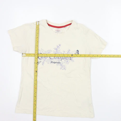 Lee Cooper Women's Beige Floral T-Shirt Size 10 Short Sleeve Cotton