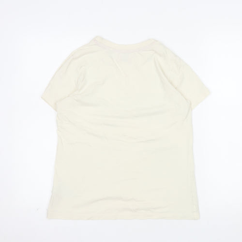 Lee Cooper Women's Beige Floral T-Shirt Size 10 Short Sleeve Cotton