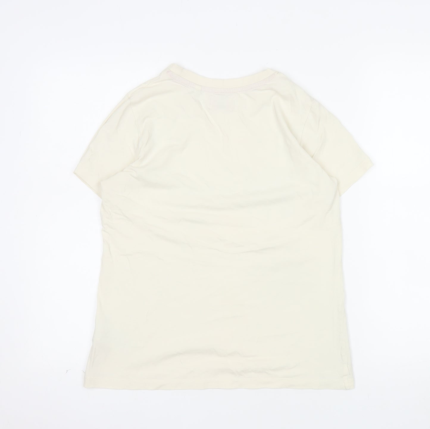 Lee Cooper Women's Beige Floral T-Shirt Size 10 Short Sleeve Cotton