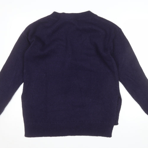 GAP Women's Blue Lace-Up V-Neck Knit Jumper Size M