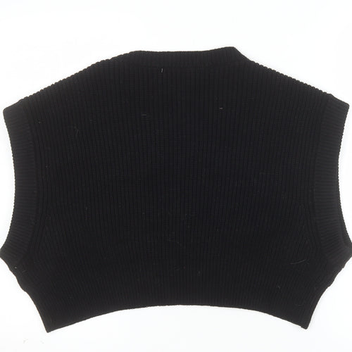 ZARA Women Black Knit Sleeveless Vest Jumper Size S