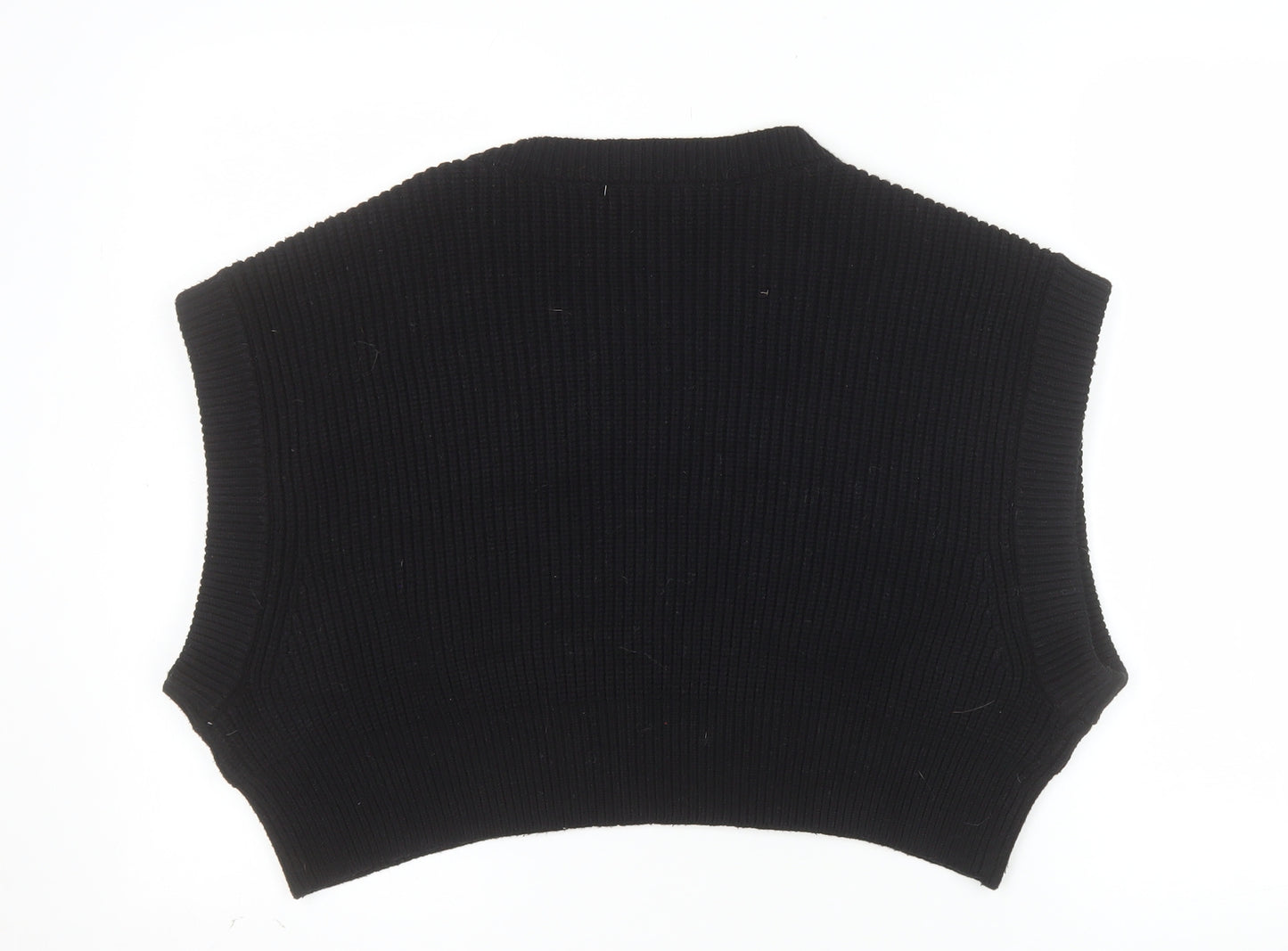 ZARA Women Black Knit Sleeveless Vest Jumper Size S