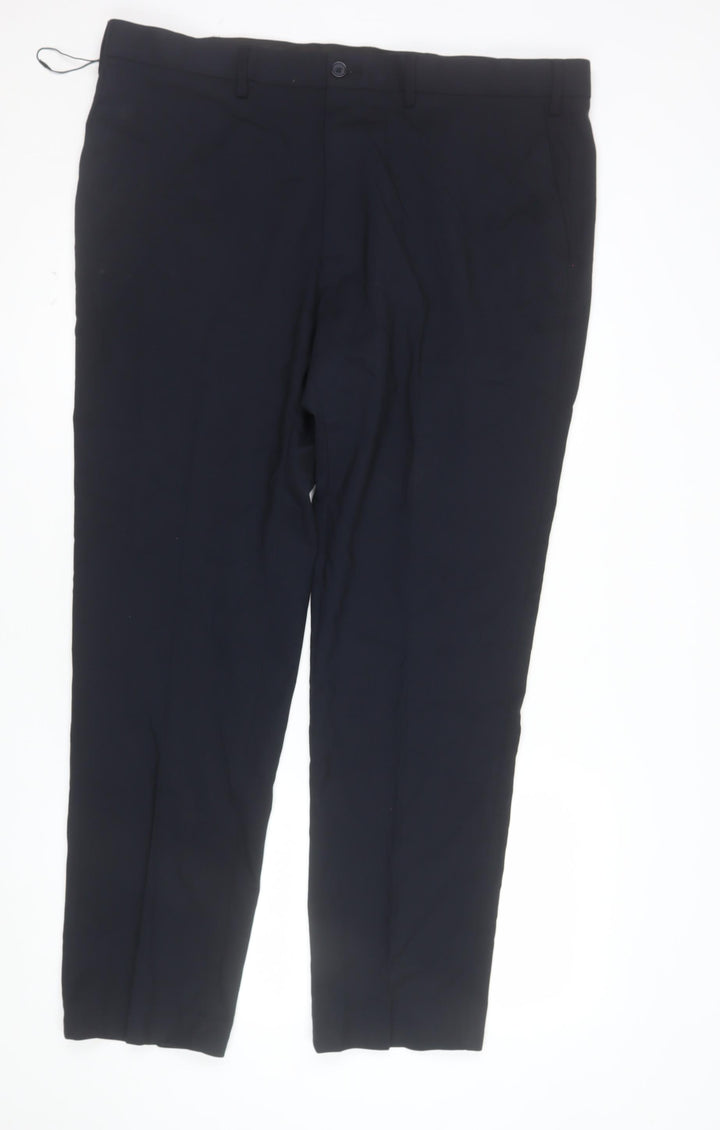 Marks and Spencer Mens Navy Blue Slim Fit Dress Trousers 40W 31L