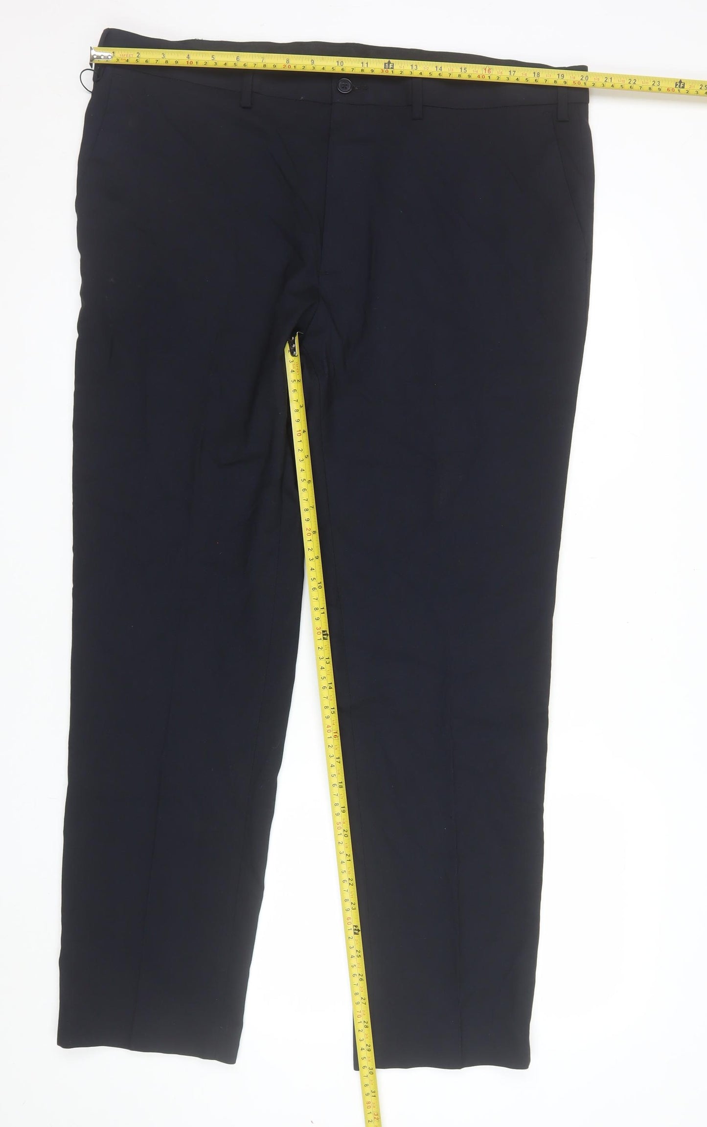 Marks and Spencer Mens Navy Blue Slim Fit Dress Trousers 40W 31L