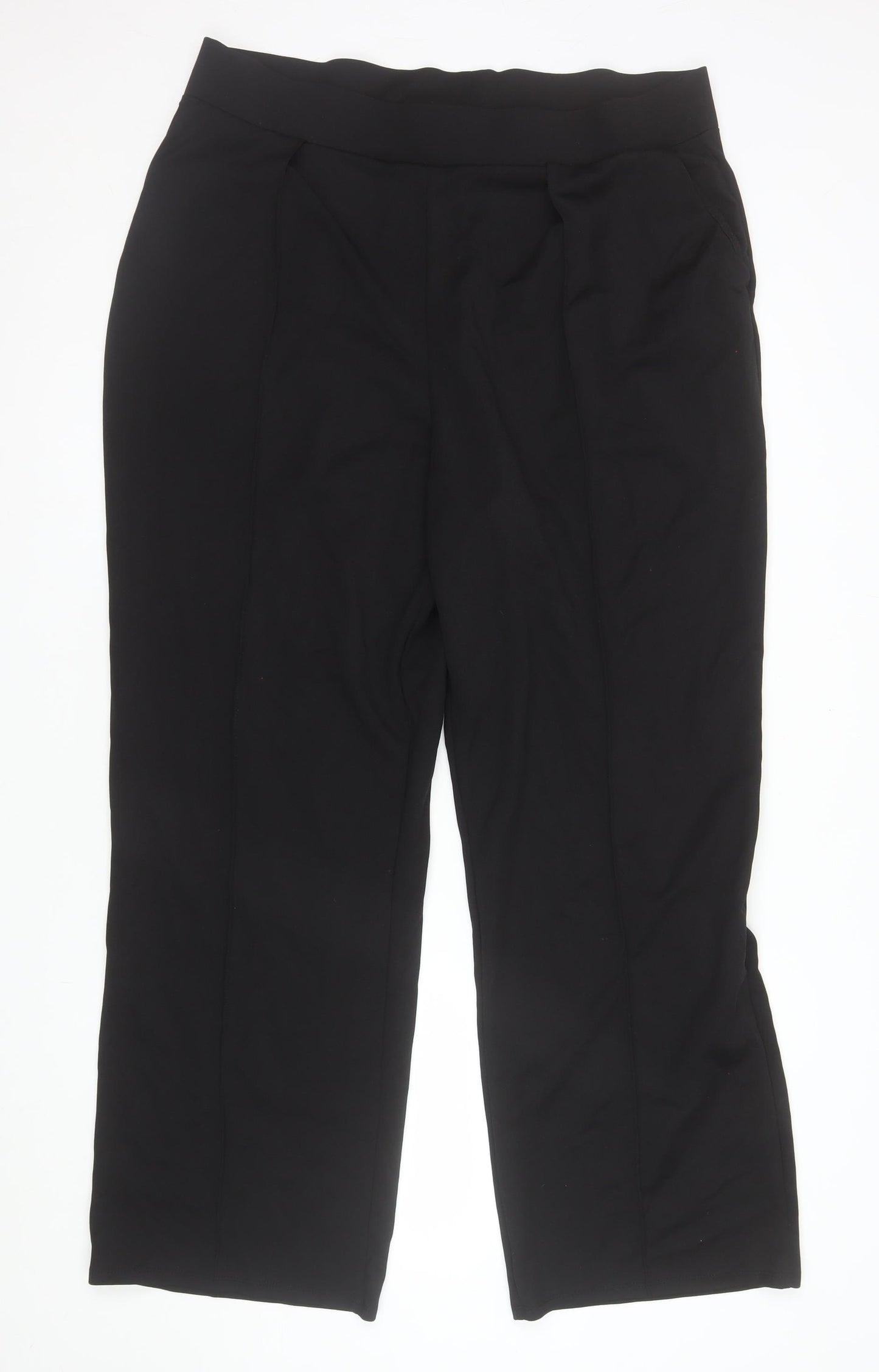 H&M Womens Black Straight Dress Pants Size 16 Stretch Crepe Trousers