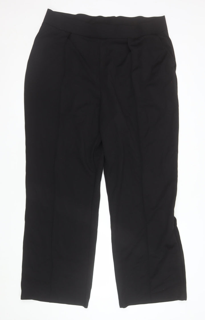 H&M Womens Black Straight Dress Pants Size 16 Stretch Crepe Trousers