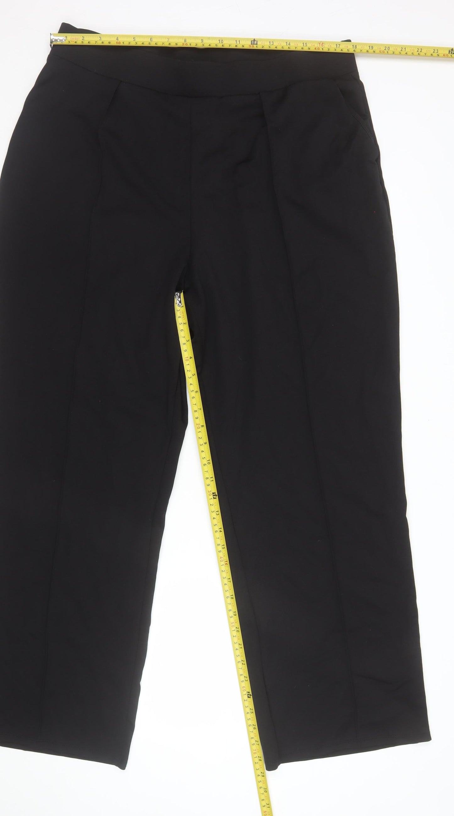 H&M Womens Black Straight Dress Pants Size 16 Stretch Crepe Trousers