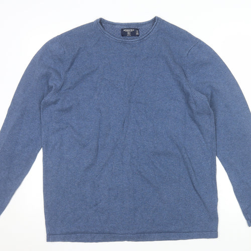 Springfield Men's Blue Cotton Crew Neck Pullover Jumper XL