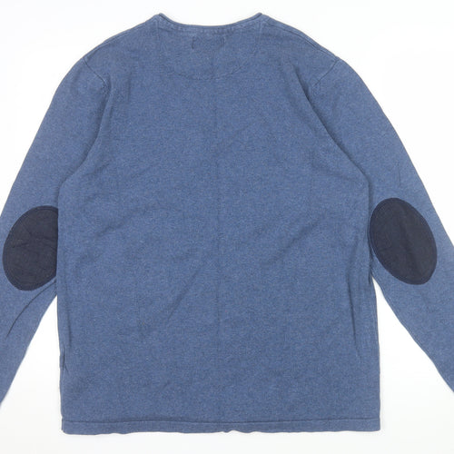 Springfield Men's Blue Cotton Crew Neck Pullover Jumper XL