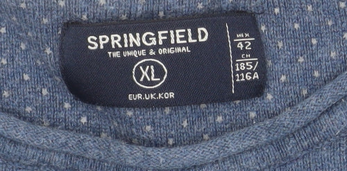 Springfield Men's Blue Cotton Crew Neck Pullover Jumper XL