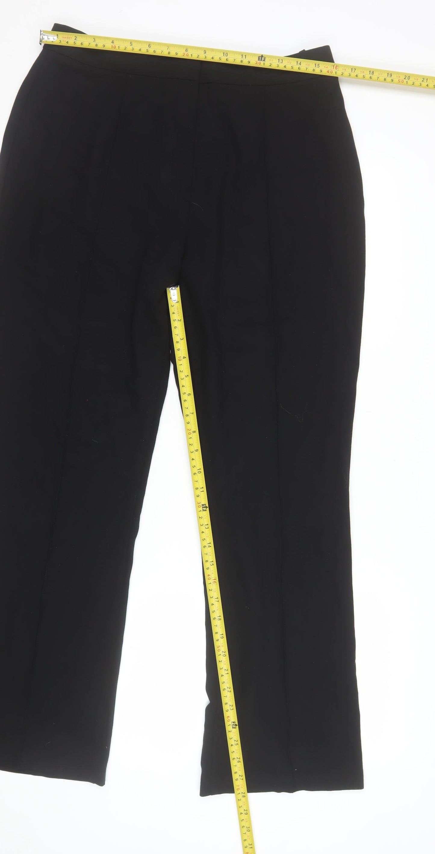 Marks and Spencer Women’s Black Size 16 Straight Leg Stretch Trousers