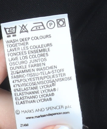 Marks and Spencer Women’s Black Size 16 Straight Leg Stretch Trousers